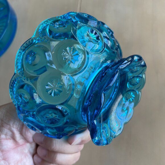 Vintage Rare Mid-Century Blue Glass Dishes Bowls Set - Picture 11 of 16